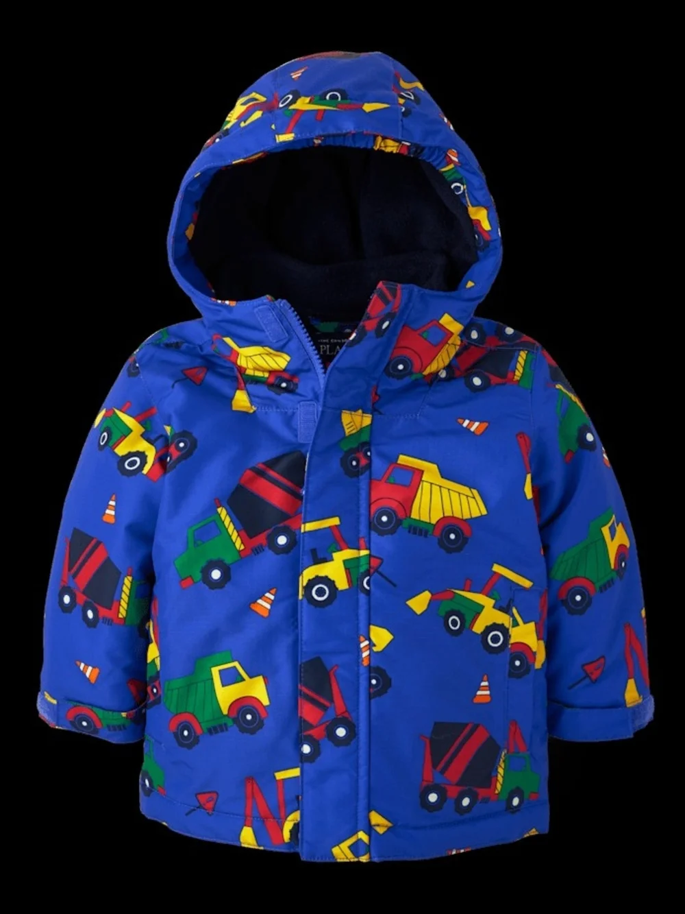 Children's Place Blue Construction Truck Toddler Hooded Jacket - 3T